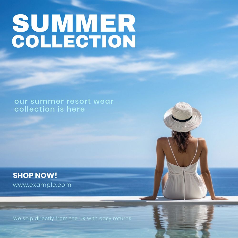 Summer collection Instagram post template, editable text