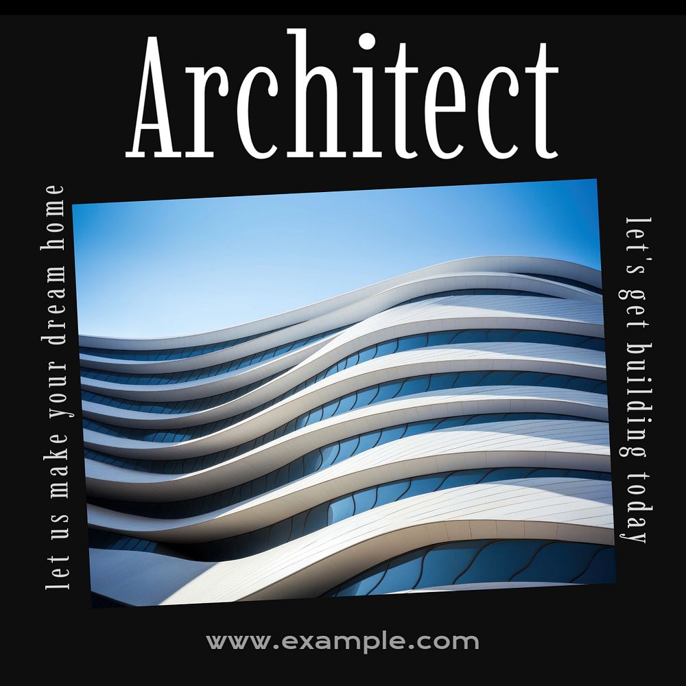 Architect service Instagram post template, editable text