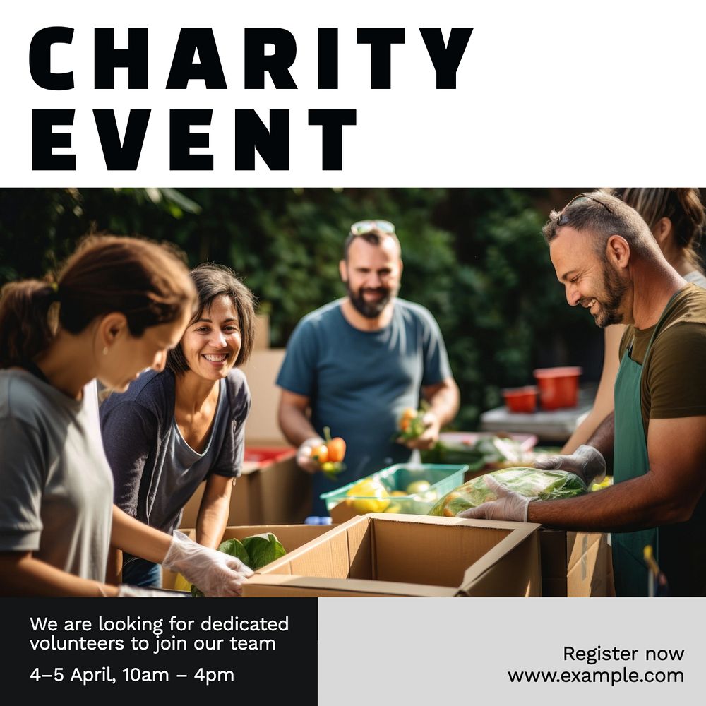 Charity event Instagram post template, editable social media design