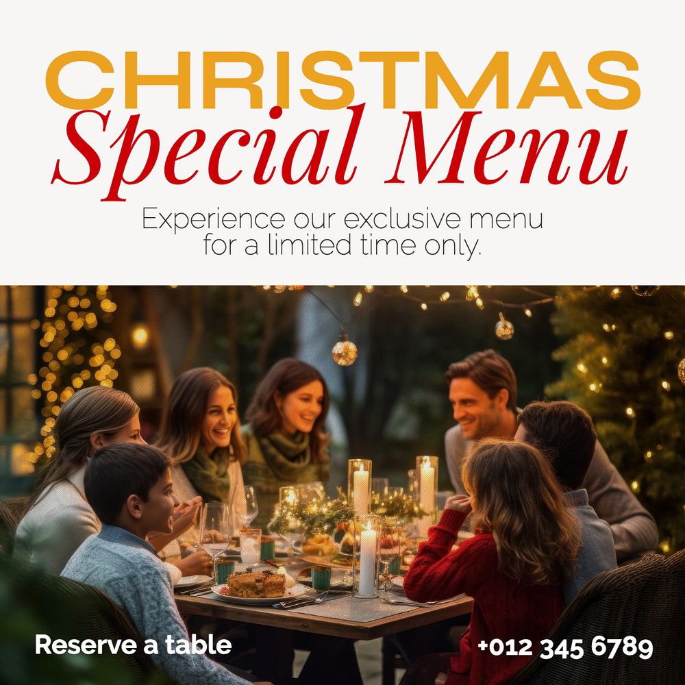 Christmas menu Instagram post template, editable social media design