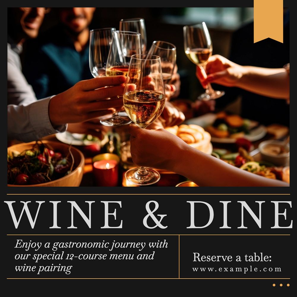 Wine & Dine Instagram post template, editable social media design