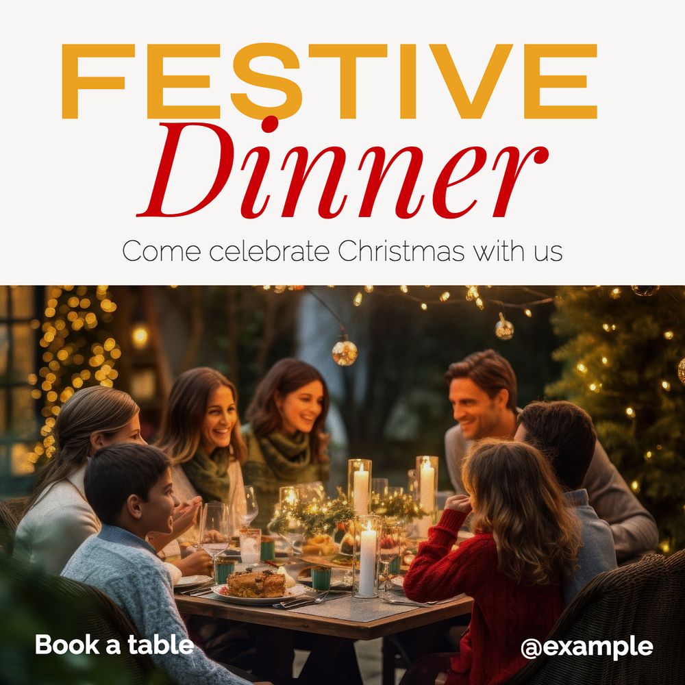 Christmas dinner Instagram post template, editable social media design