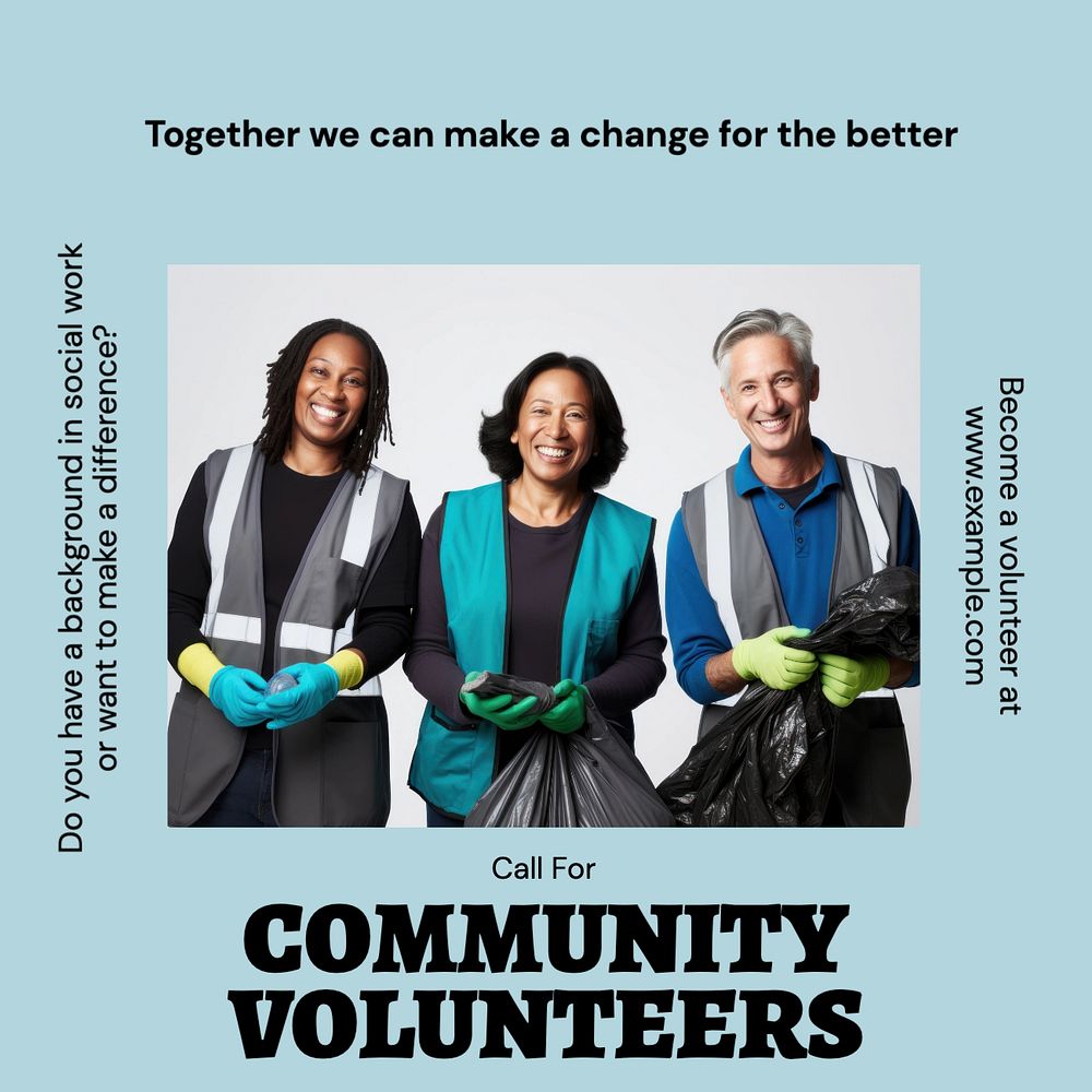 Community volunteers Instagram post template, editable social media design