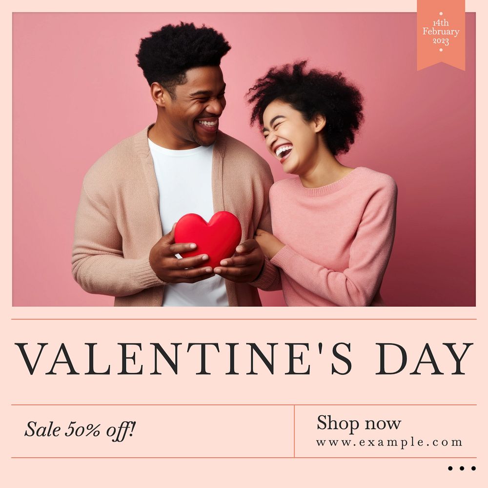 Valentine's day sale Instagram post template, editable social media design