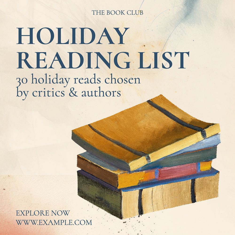 Holiday reading & books Instagram post template, editable social media design