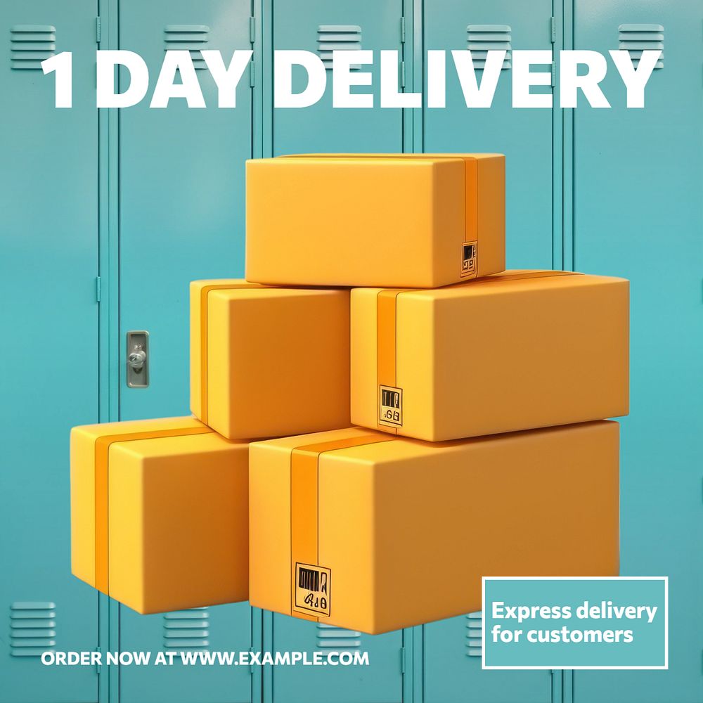 1 day delivery Facebook post template, editable design