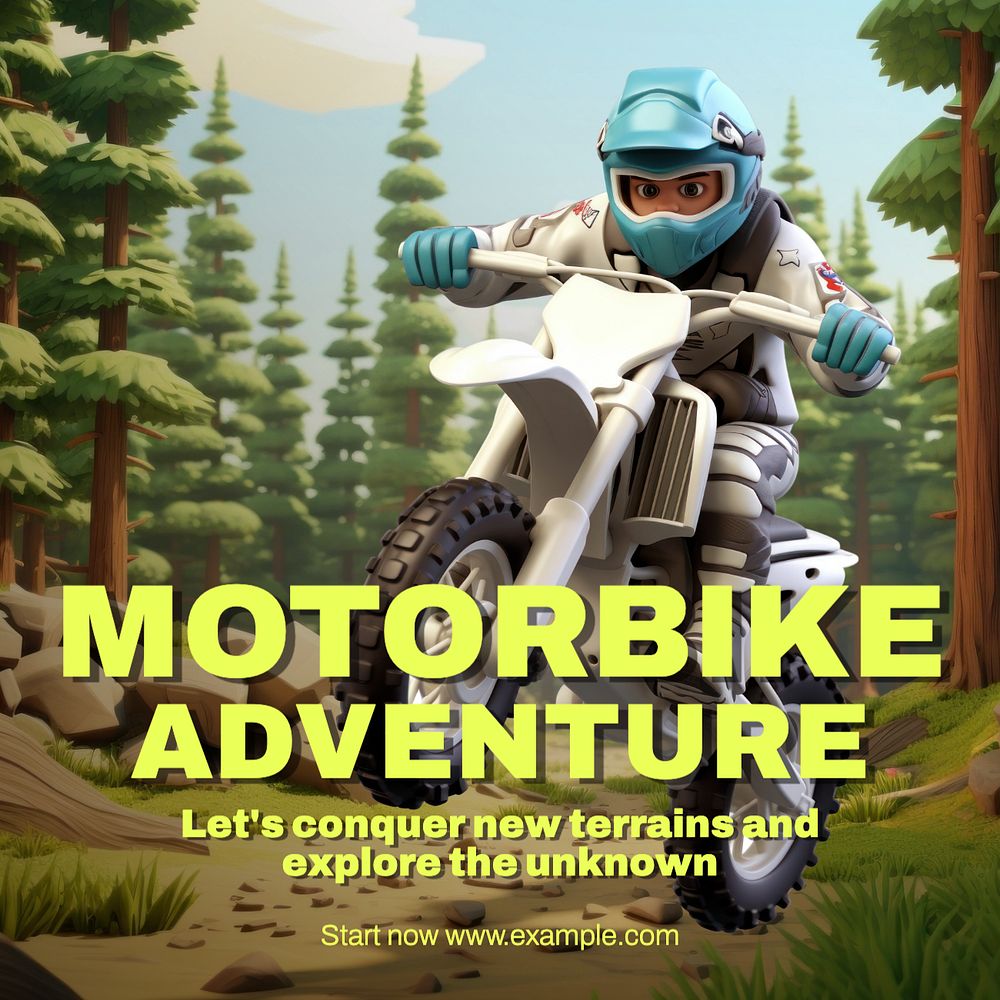 Motorbike adventure Instagram post template, editable social media design