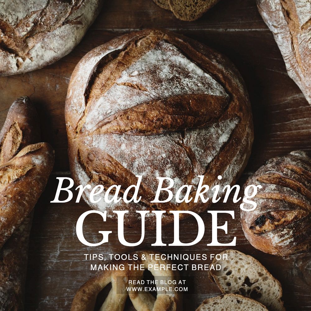 Bread baking guide Instagram post template, editable social media design