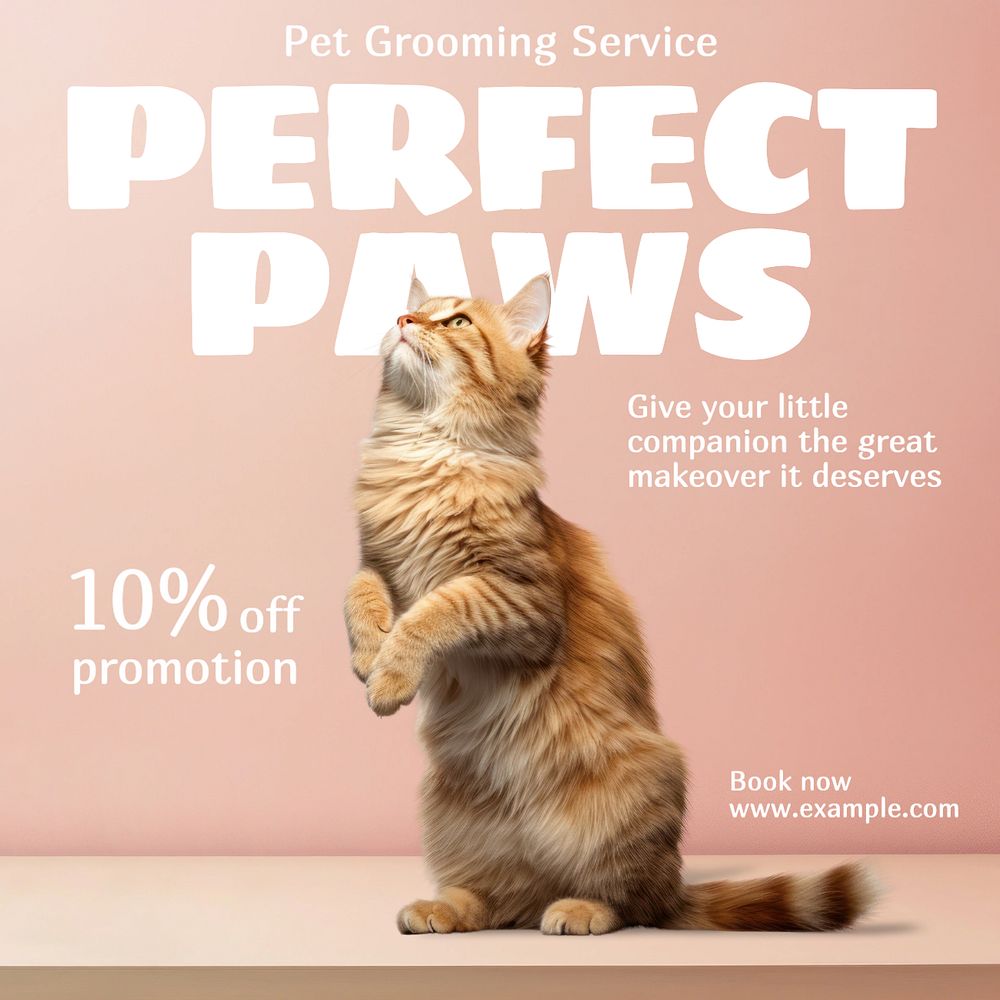 Pet grooming service Instagram post template, editable social media design