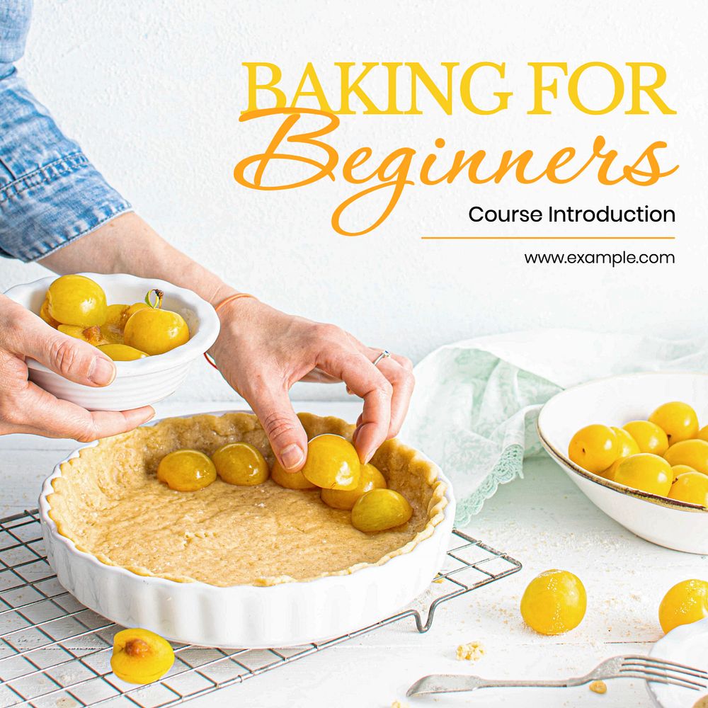 Baking for beginners Instagram post template, editable social media design