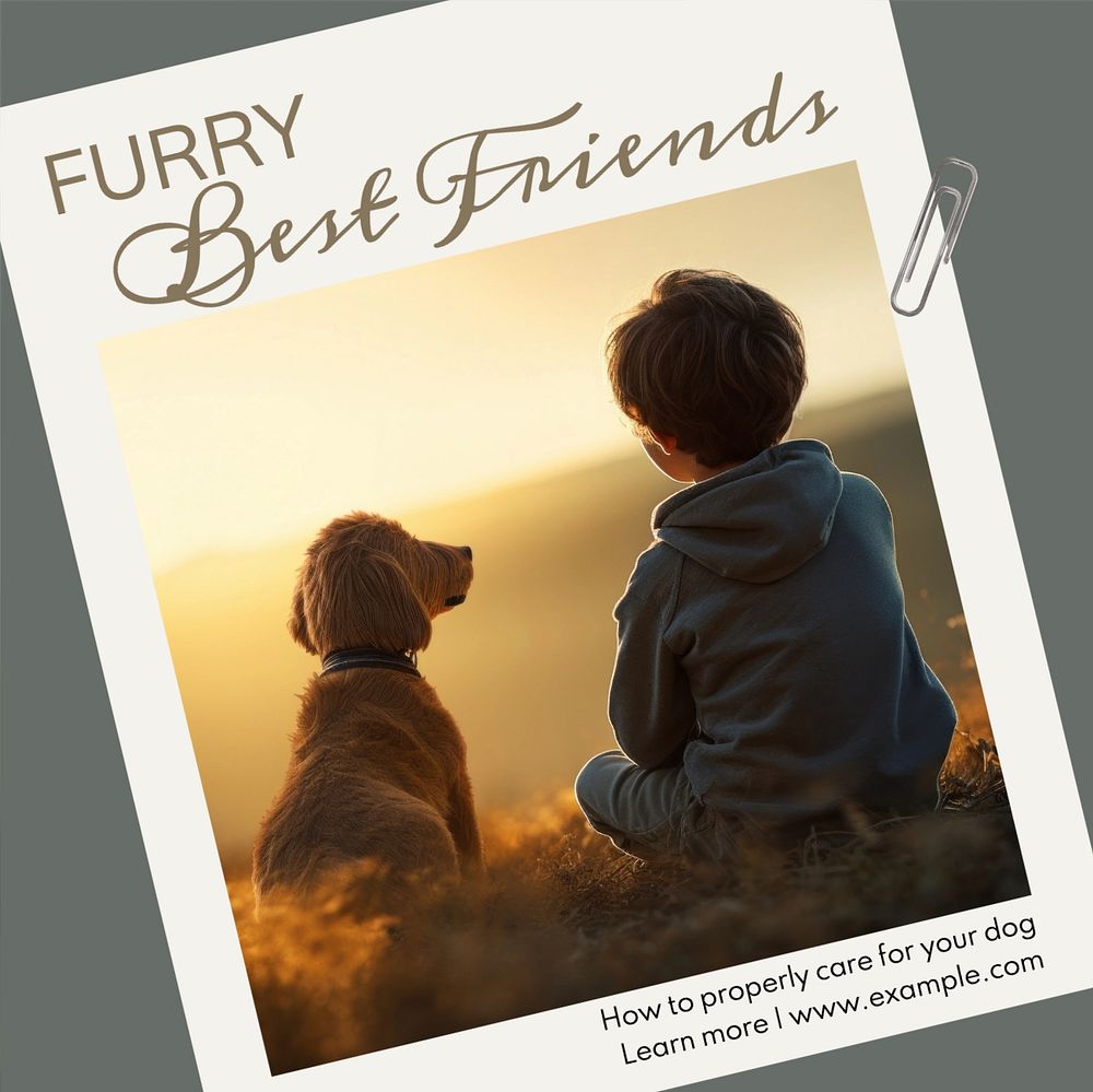 Furry best friends Facebook post template, editable design