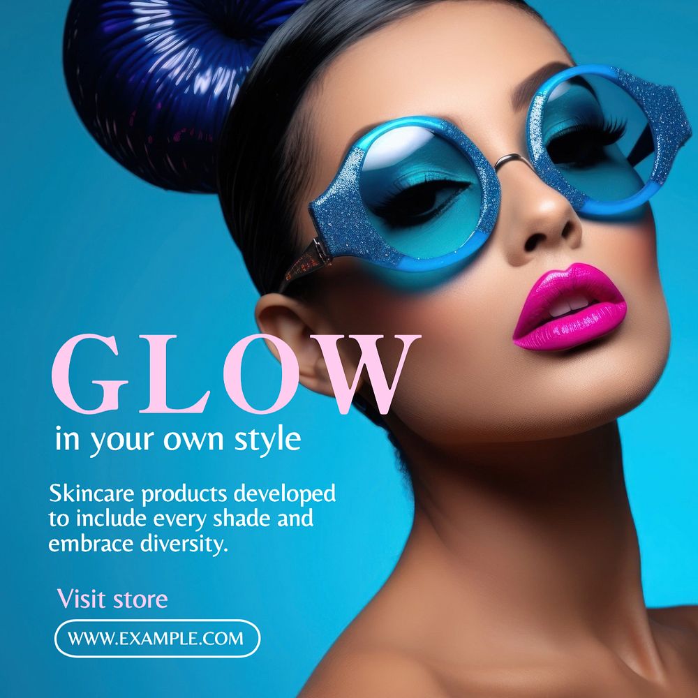 Glow beauty Facebook post template, editable design