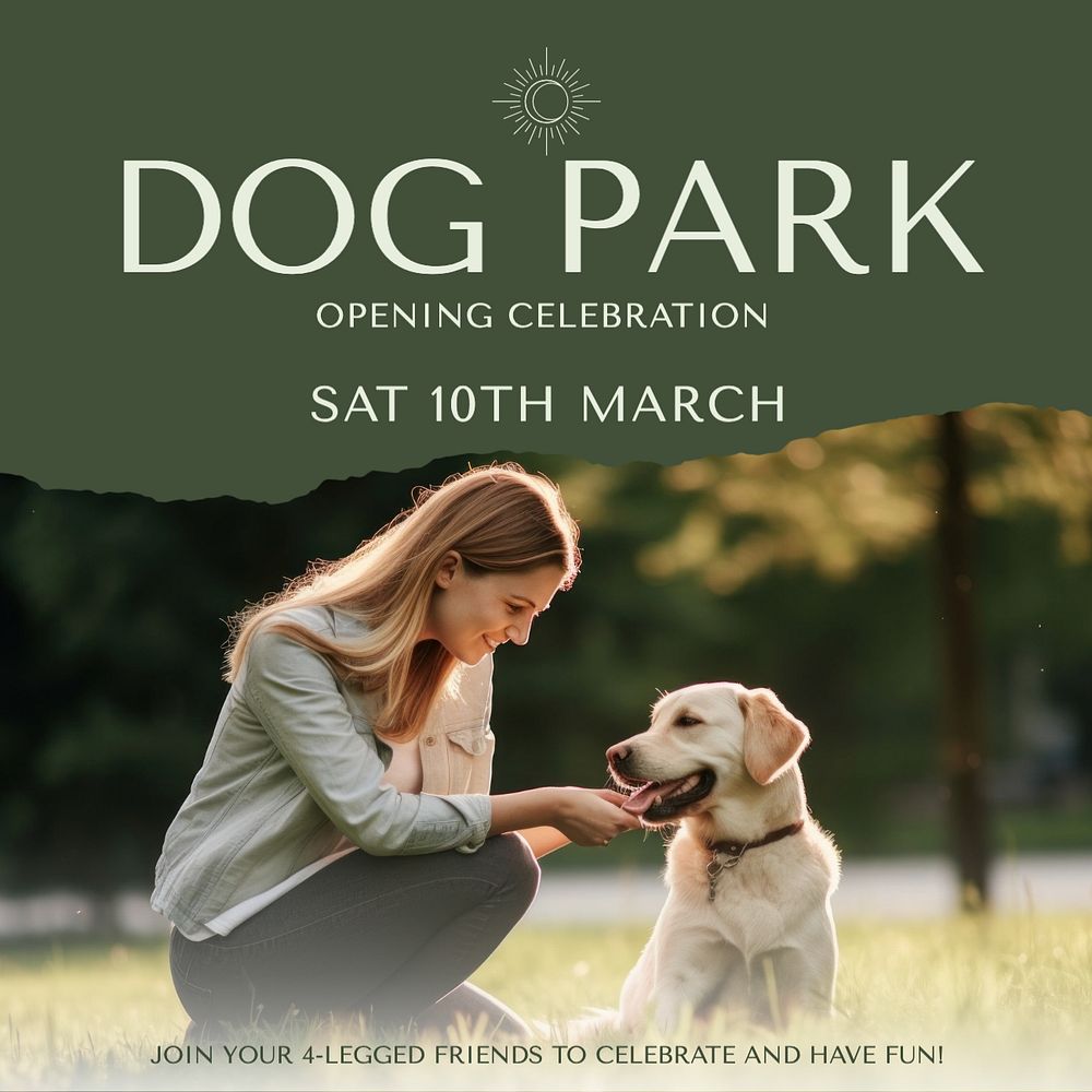 Dog park Instagram post template, editable social media design