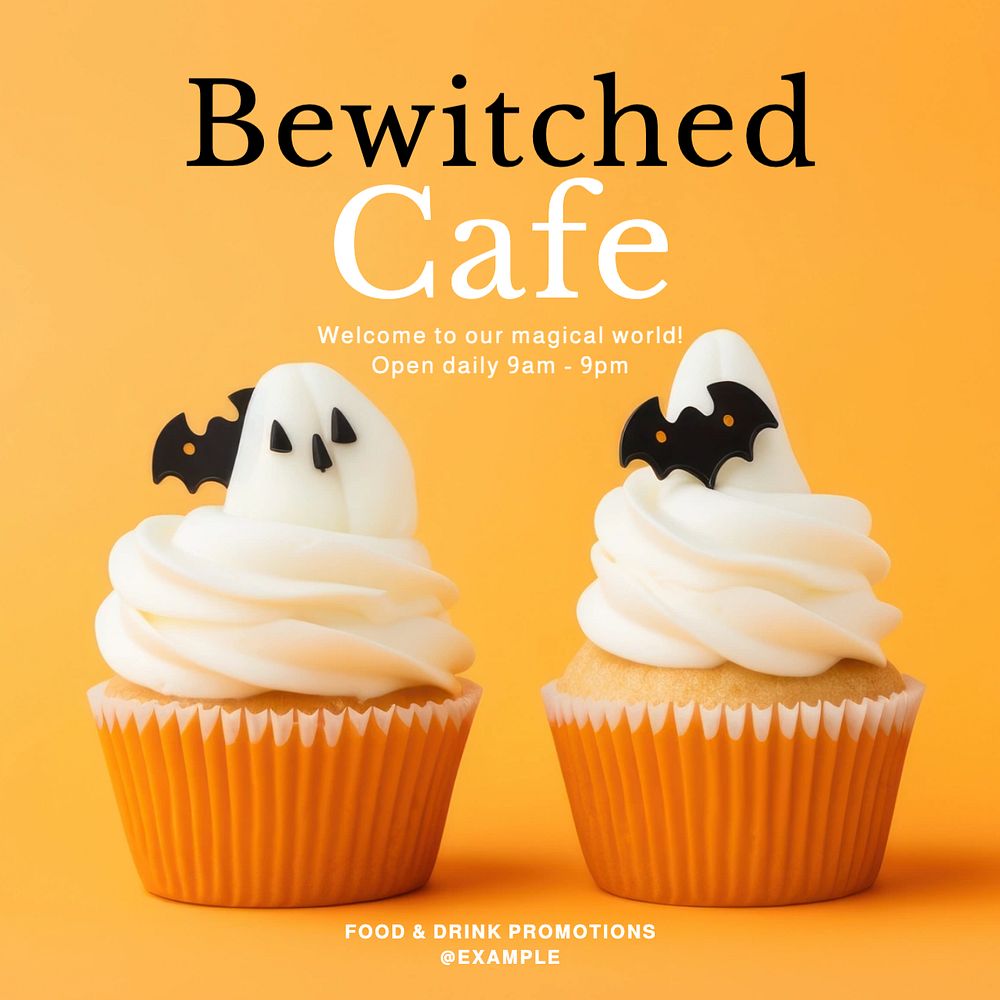 Bewitched cafe Instagram post template, editable social media design