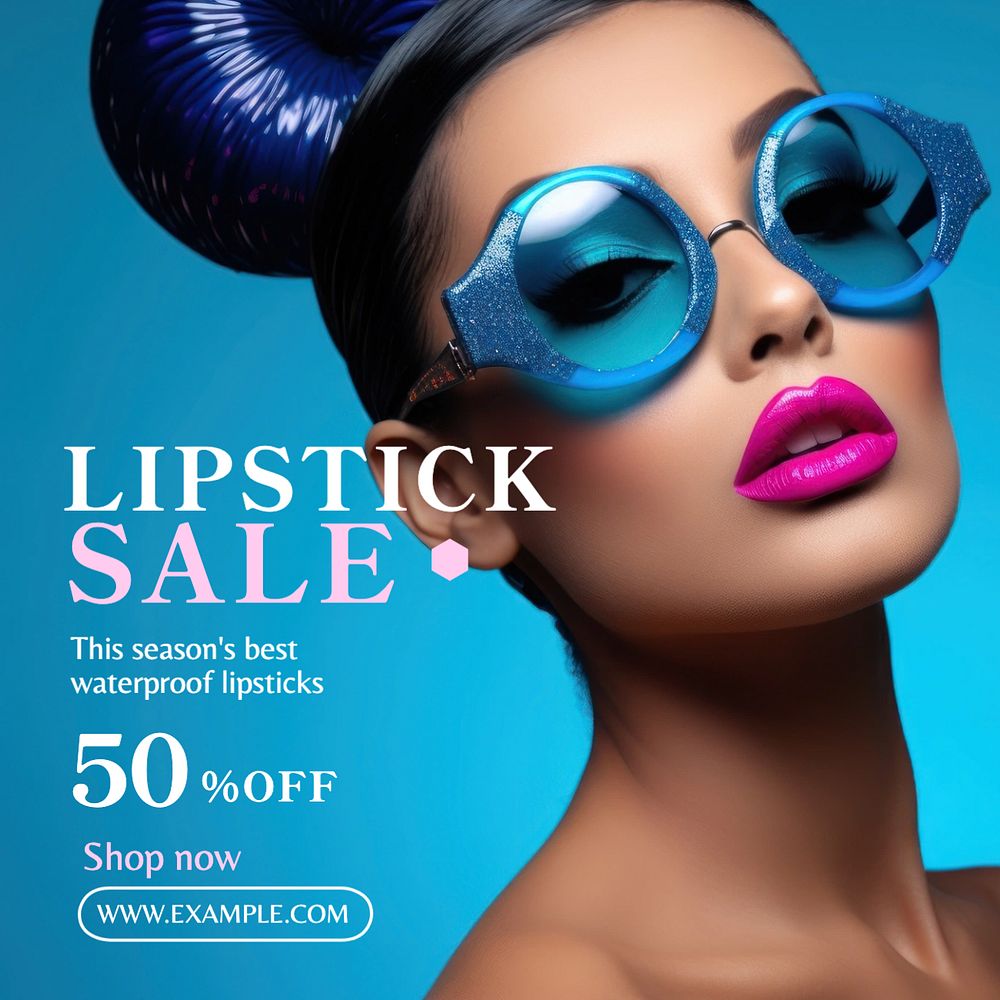 Lipstick sale Facebook post template, editable design