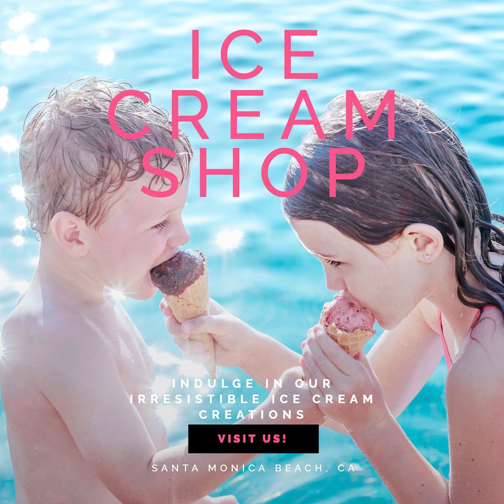 Popsicle shop Instagram post template, editable social media design