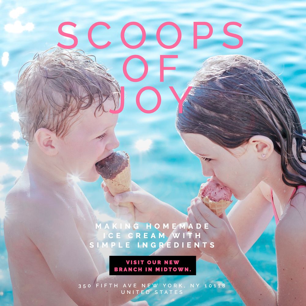 Scoops of joy Instagram post template, editable social media design