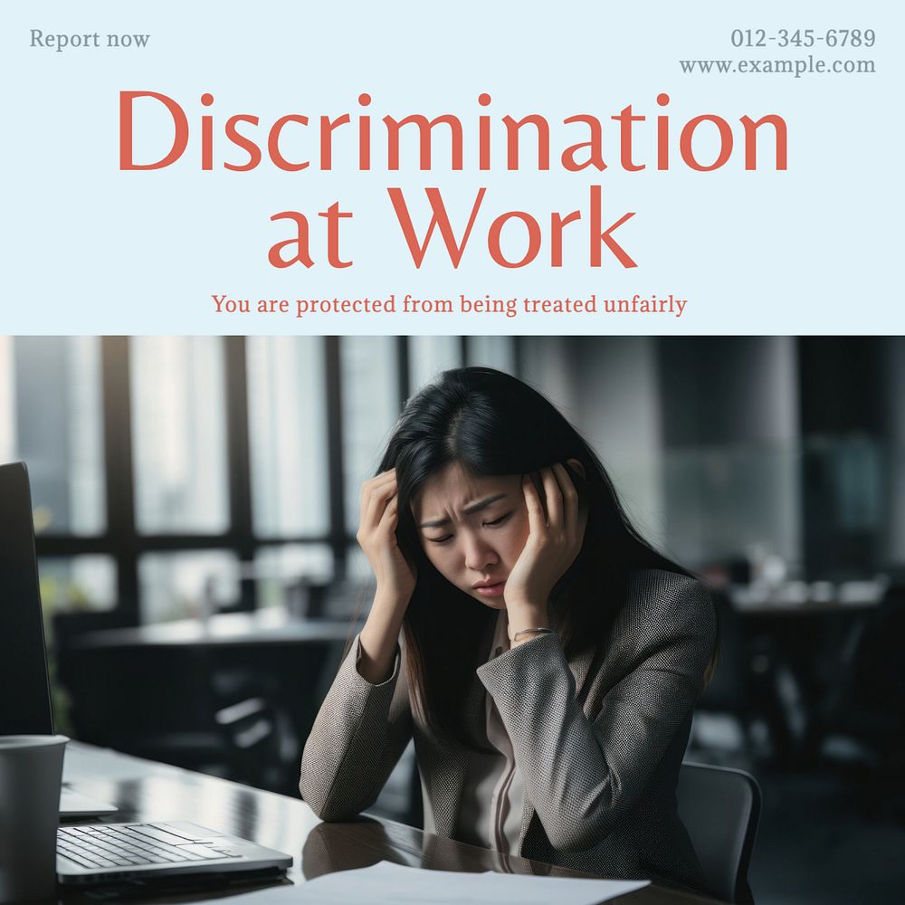 Workplace discrimination Instagram post template, editable social media design