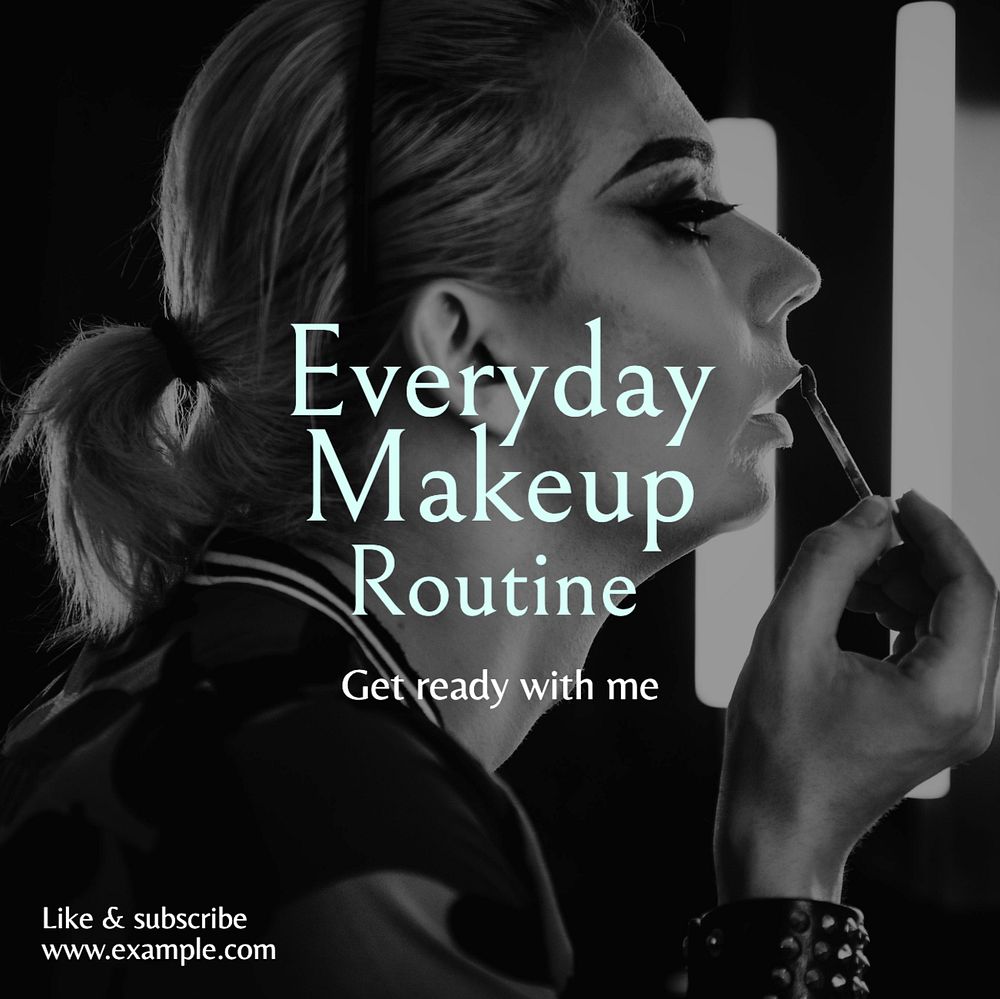 Everyday makeup routine Facebook post template, editable design