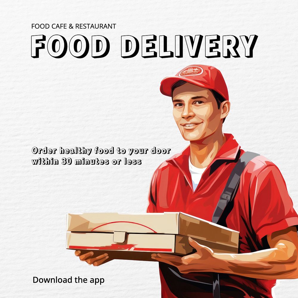 Food delivery Facebook post template, editable design