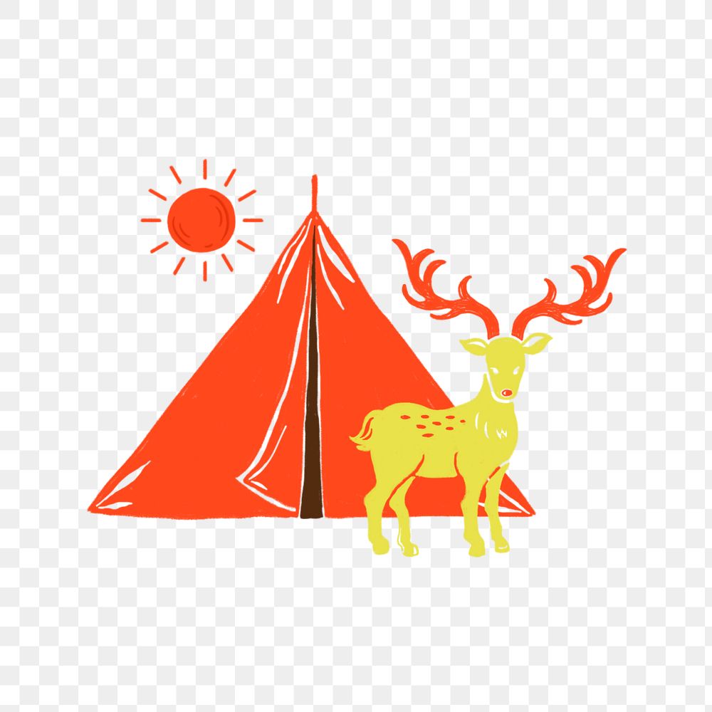 PNG Deer retro illustration, transparent background