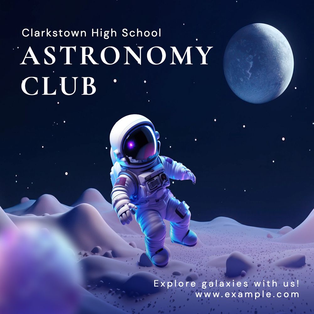 Astronomy club Facebook post template, editable design