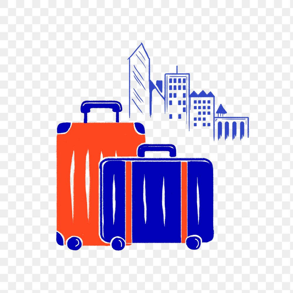 PNG Travel luggage retro illustration, transparent background