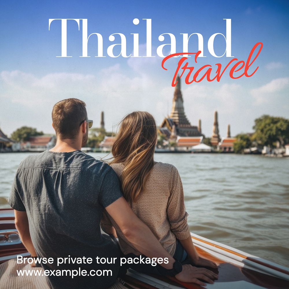 Thailand travel Instagram post template, editable text