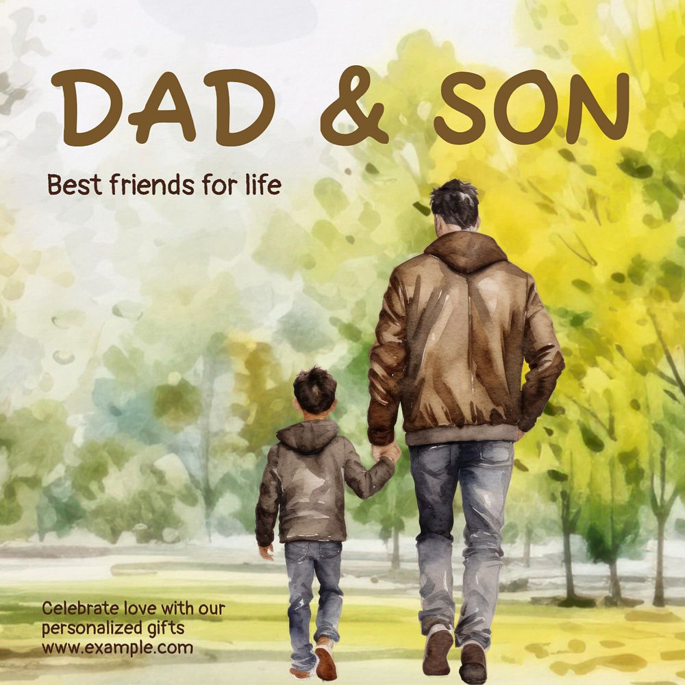 Dad & son post template, editable social media design