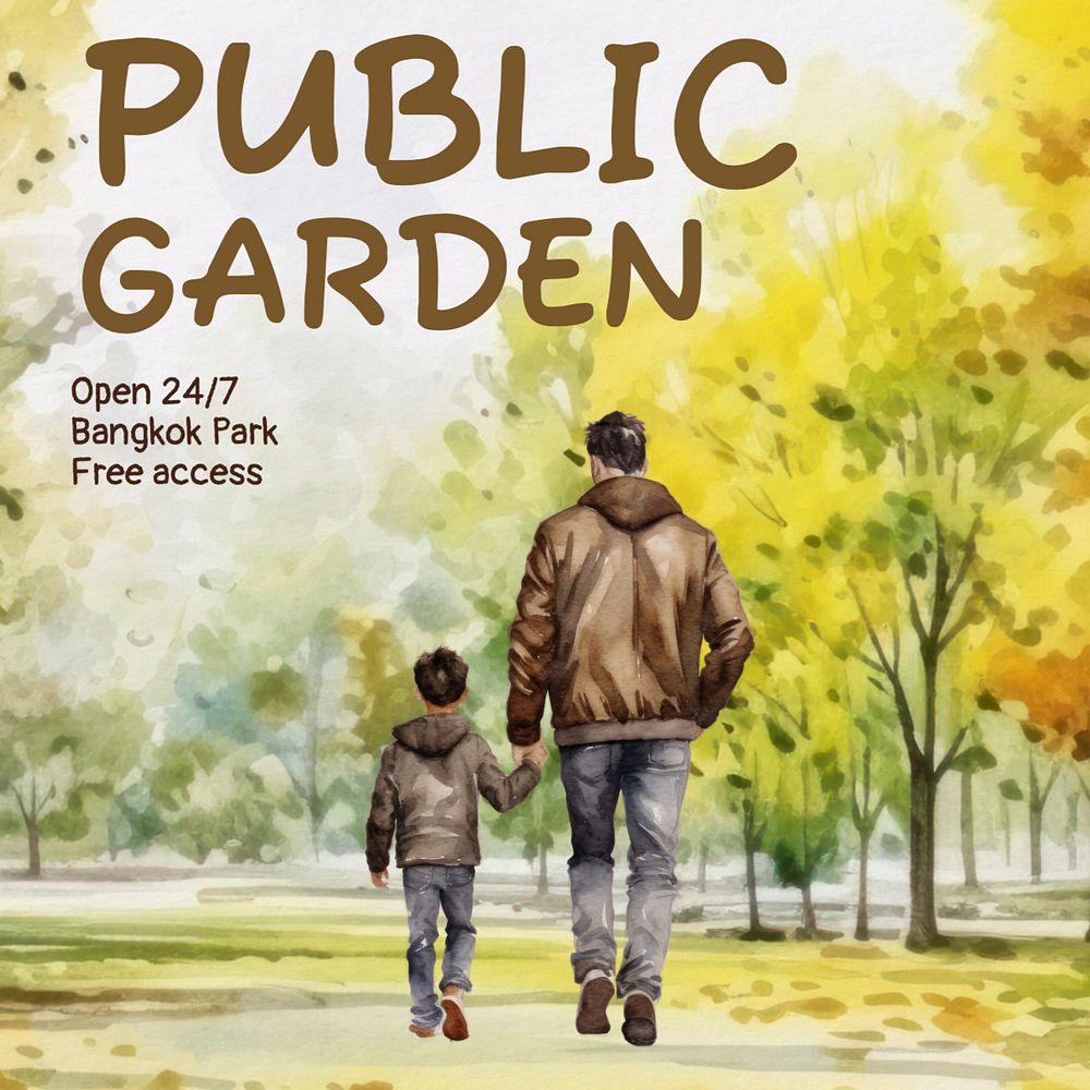 Public garden post template, editable social media design