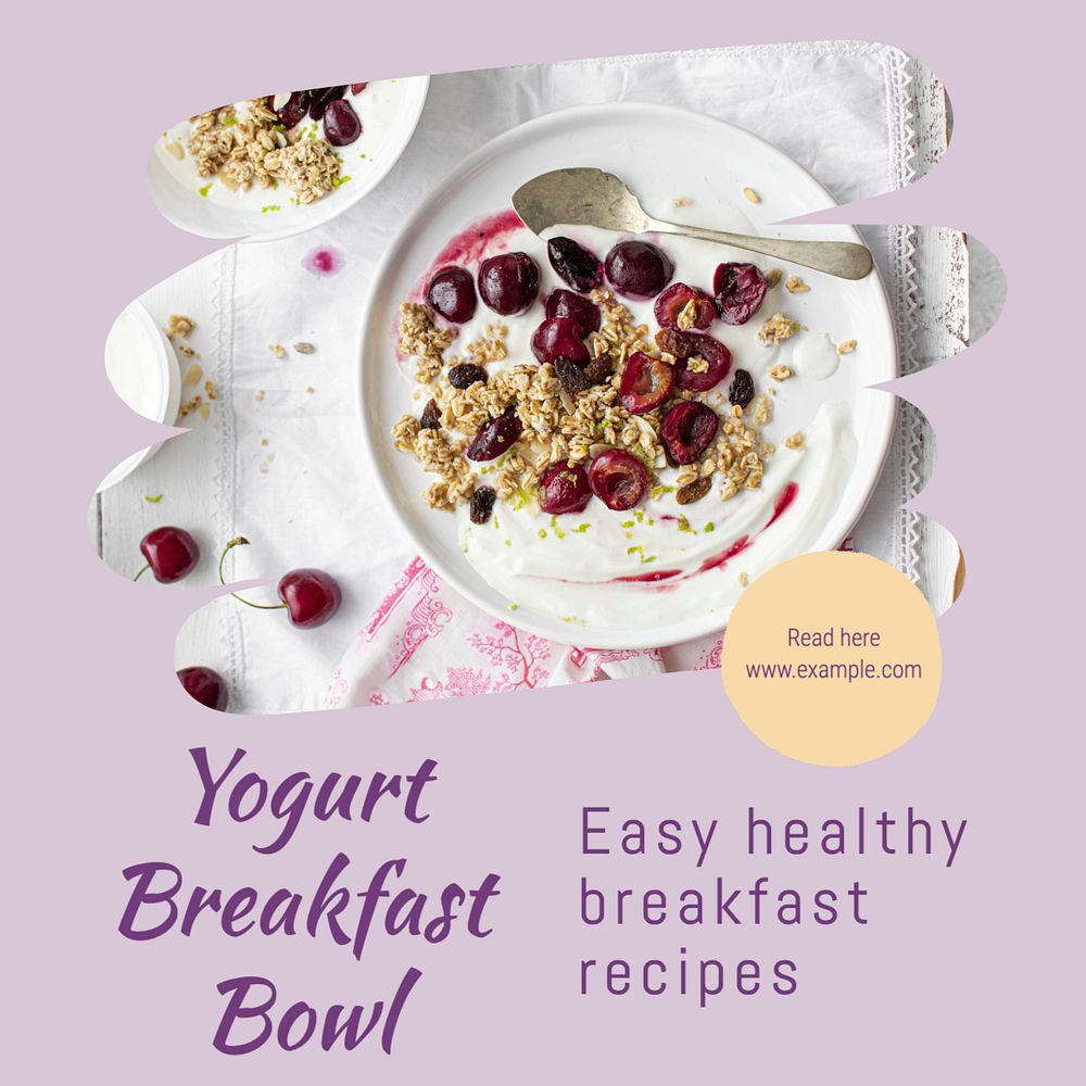 Yogurt breakfast Facebook post template, editable design