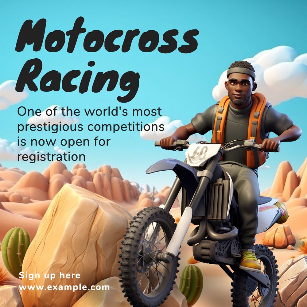 Motocross racing Instagram post template, editable social media design