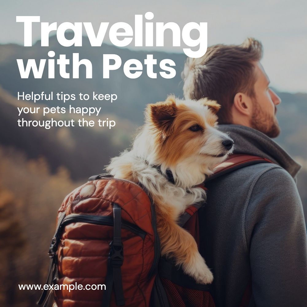 Travel with pets Instagram post template, editable social media design