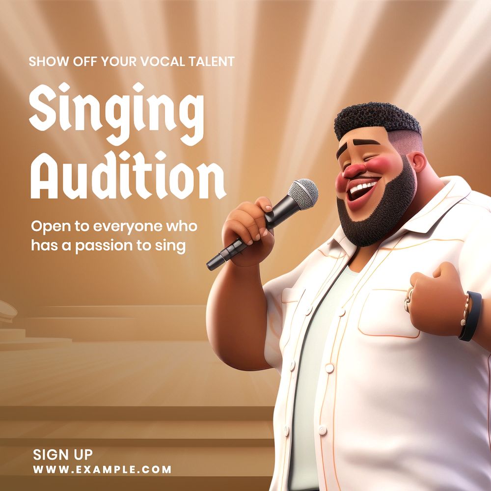 Singing audition Facebook post template, editable design