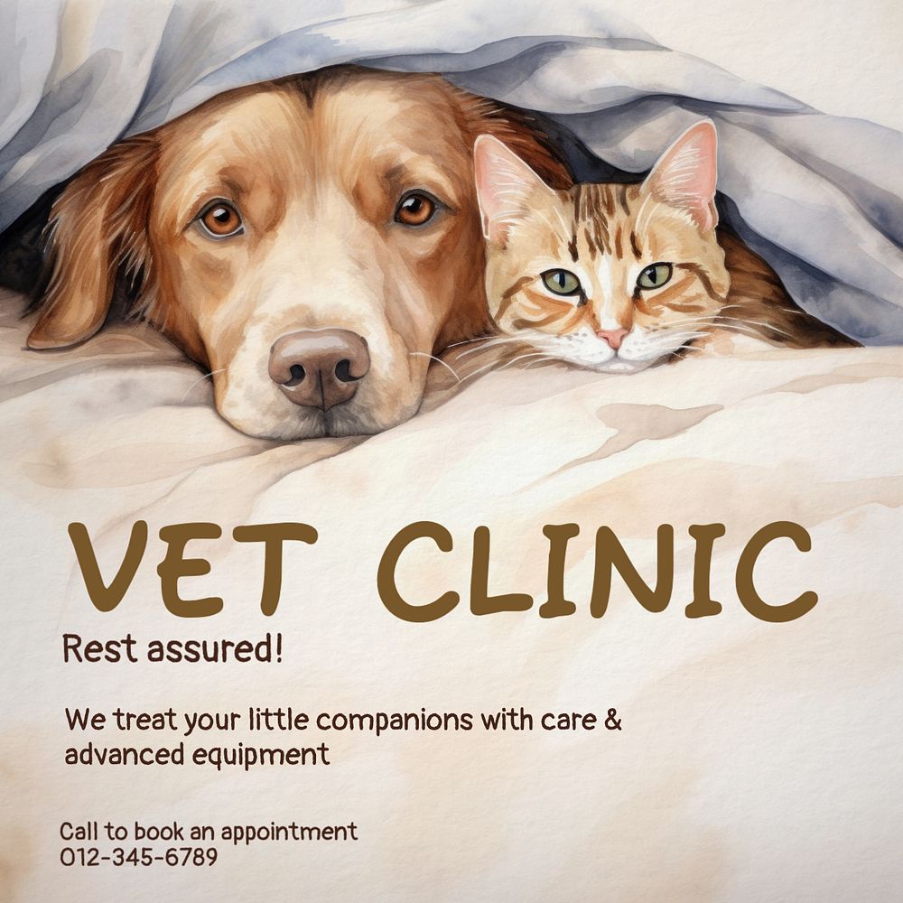 Vet clinic post template, editable social media design