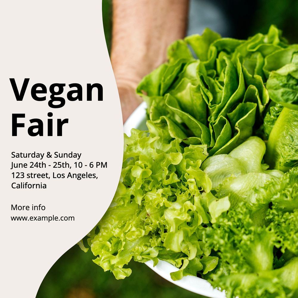 Vegan fair Facebook post template, editable design