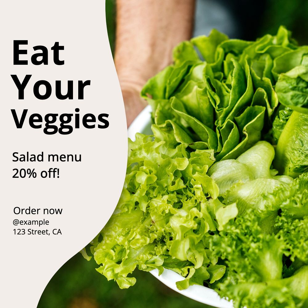 Eat your veggies Facebook post template, editable design