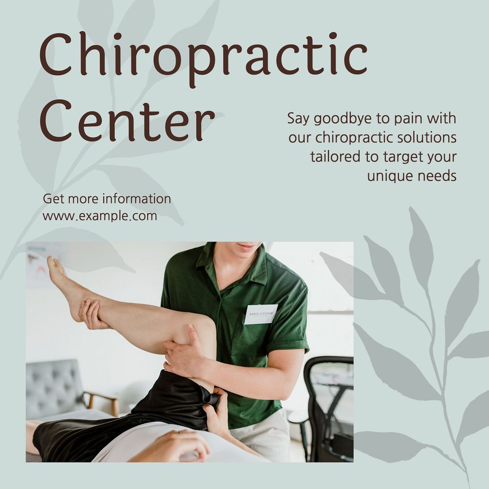 Chiropractic center Facebook post template, editable design