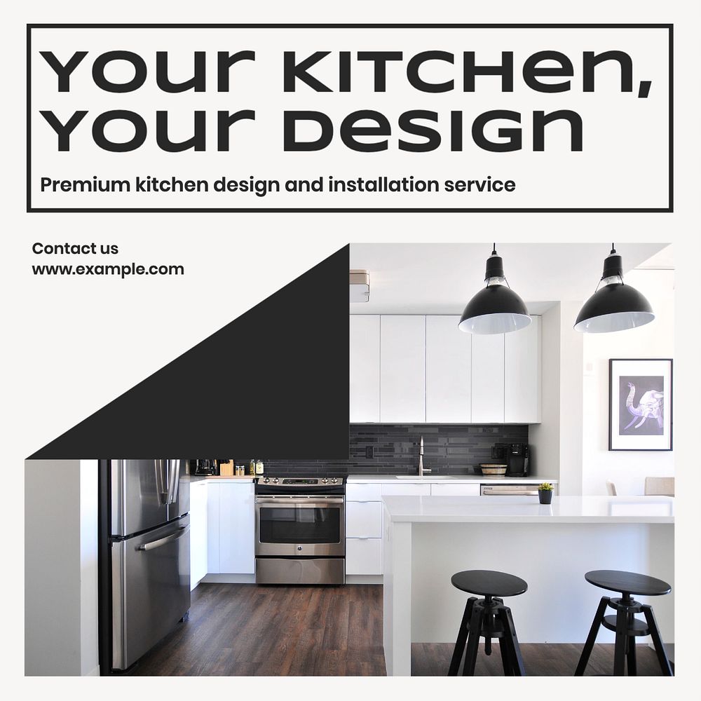 Kitchen design Facebook post template, editable design