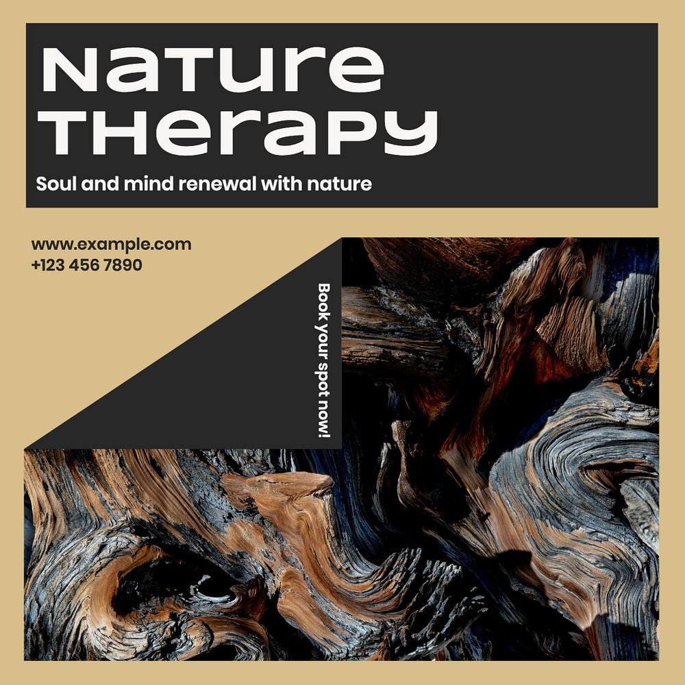 Nature therapy Facebook post template, editable design