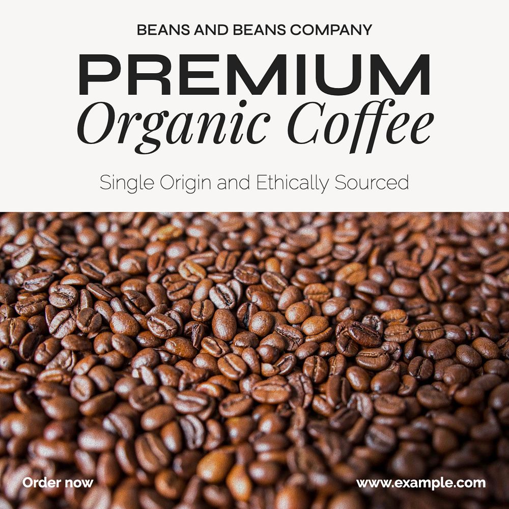 Organic coffee beans Facebook post template, editable design