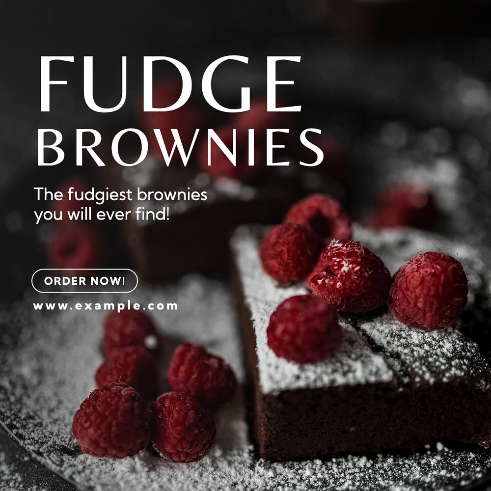 Fudge brownies Facebook post template, editable design