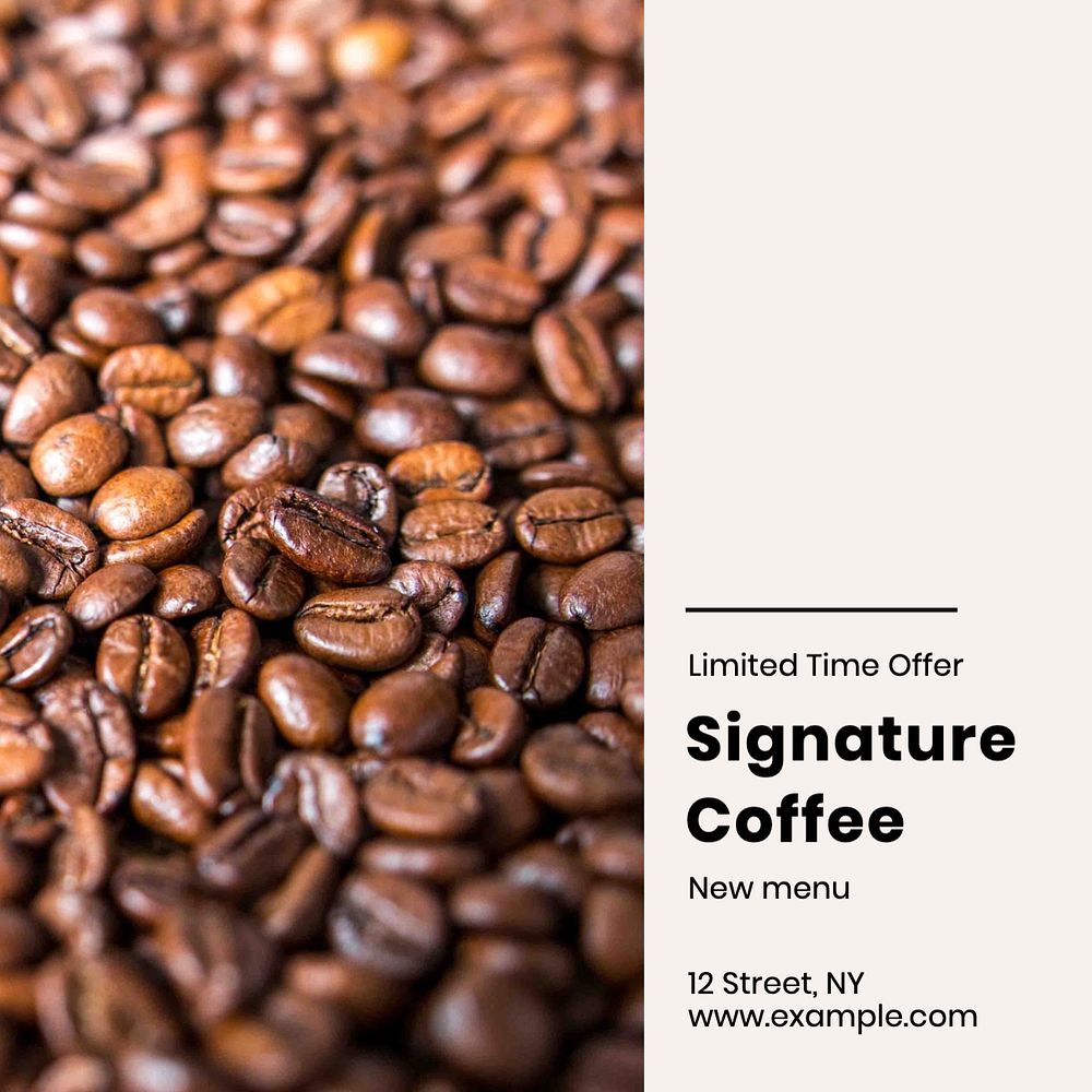 Signature coffee Facebook post template, editable design