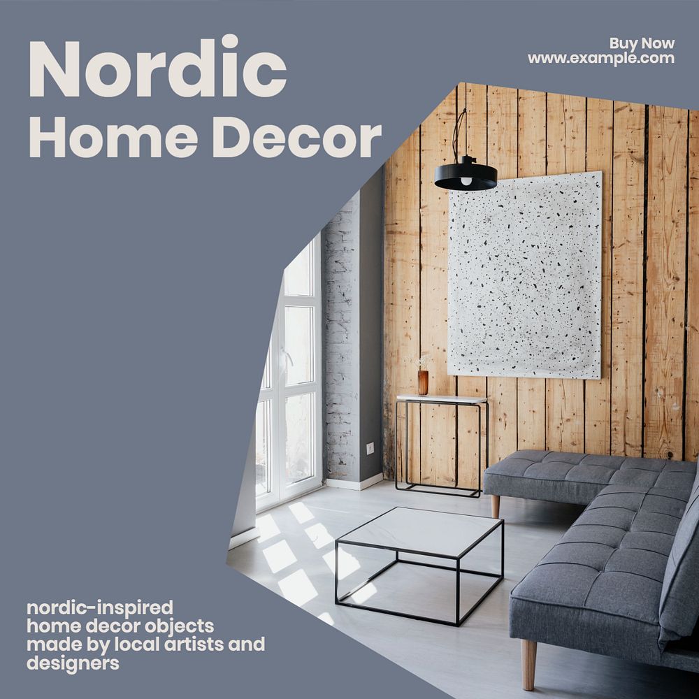 Nordic home decor Facebook post template, editable design