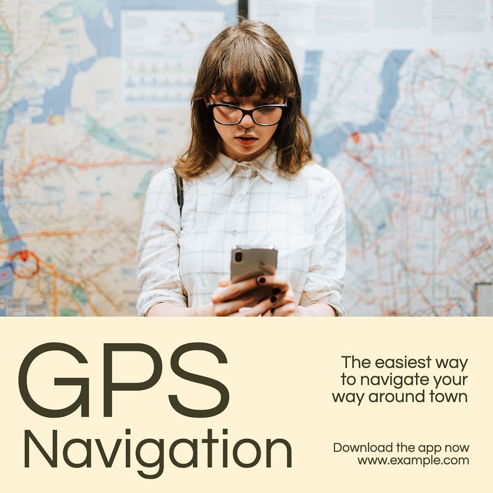 GPS navigation template, editable design