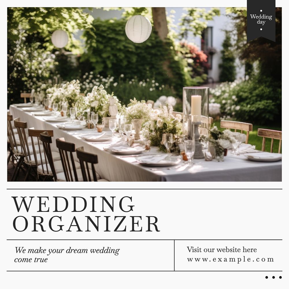 Wedding organizer Facebook post template, editable design