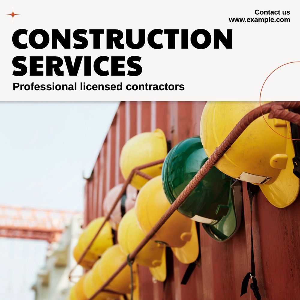 Construction services Facebook post template, editable design