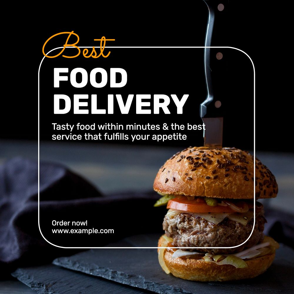 Food delivery Facebook post template, editable design