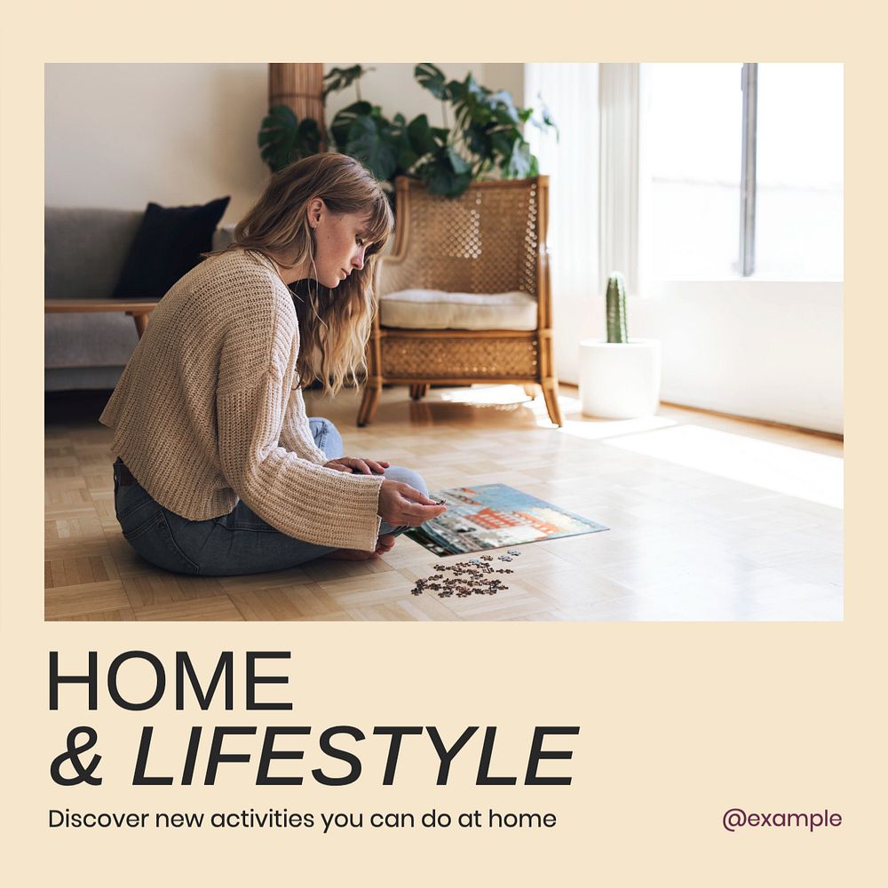 Home & lifestyle Facebook post template, editable design