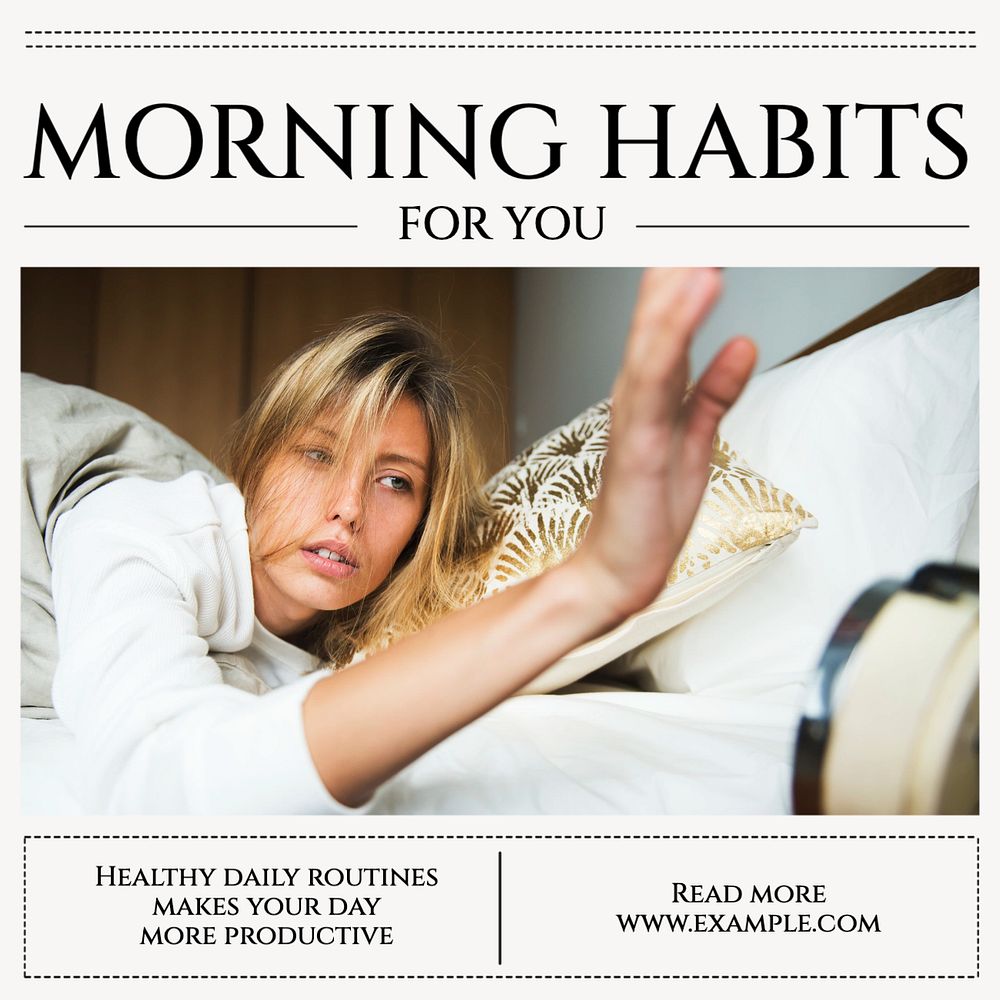 Morning habits Facebook post template, editable design